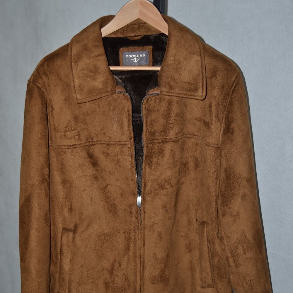 ( Men ) Docker Brown Suede Zip Front Jacket Size … - image 6